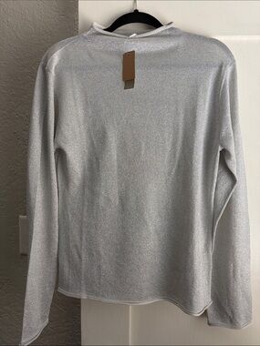 J. Crew metallic silver mock neck sweater